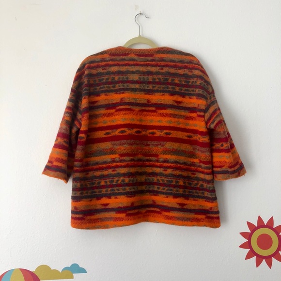 Boho Wool sweater orange color size M - Picture 3 of 3